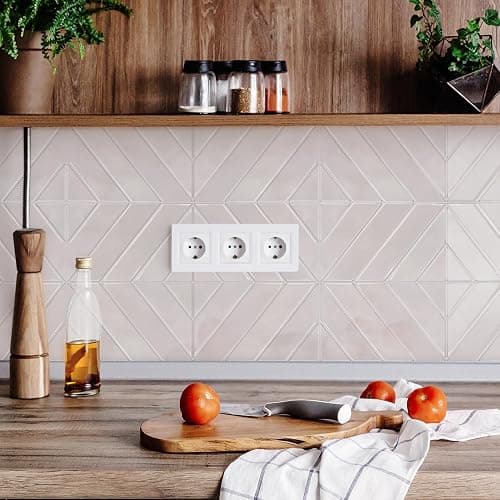STICKGOO 10 Sheets Thicker Herringbone Peel and Stick Backsplash, 12.6”×9.7” Stick on Wall Tiles, Self Adhesive Tile Sticker for Kitchen Backsplash and Bathroom, Smoky Pink thumbnail 4