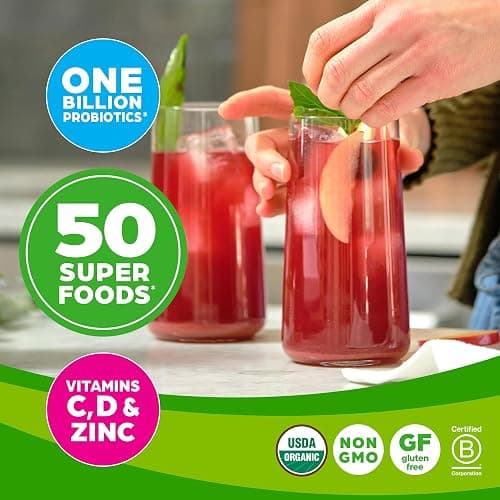 Orgain Organic Greens + 50 Superfoods Immunity Up! Powder, Honeycrisp Apple - Immune Support, Probiotics, Vitamin C, D & Zinc, Apple Cider Vinegar, Ashwagandha, Cordyceps & Reishi Mushrooms - 0.62lb thumbnail 4