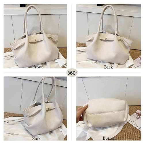 Makukke Kunstwildleder Tote Bag, Kunstwildleder Tasche Damen Hobo Handtasche Damen Mittelgroß Vintage Schultertasche Slouchy Bag für Arbeit Büro Reisen Einkaufen Schule - Kaffee thumbnail 6