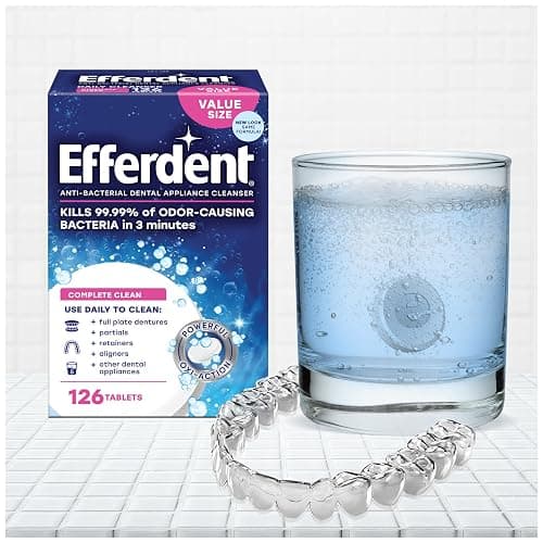 Efferdent Denture Cleaner Tablets – Dental Appliances, Aligners, Mouth Guard, and Retainer Cleaner Tablets, Complete Clean, 126 Count thumbnail 4