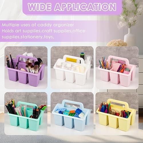 Find Scrapblooms Plastic Caddy With Handle,Protable Classroom Craft Caddy, 6-pack Storage Caddy For Pencil,Pen,Craft Tools (Pastel Color) thumbnail 5