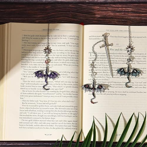 Pyotivol 4th Wing Bookmark Blue Dragon Book Mark with Sword Pendant Book Marks for Reading Women, Men, Book Lovers, Girls, Teens, Teachers and Students Handmade Bookmarks thumbnail 5