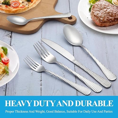 30 Pcs Gold Silverware Set Service for 6, Premium Stainless Steel Flatware Set, Cutlery Utensil Set, Durable Home Kitchen Eating Tableware Set, Include Fork Knife Spoon Set, Dishwasher Safe - Gold - 30 Piece thumbnail 8