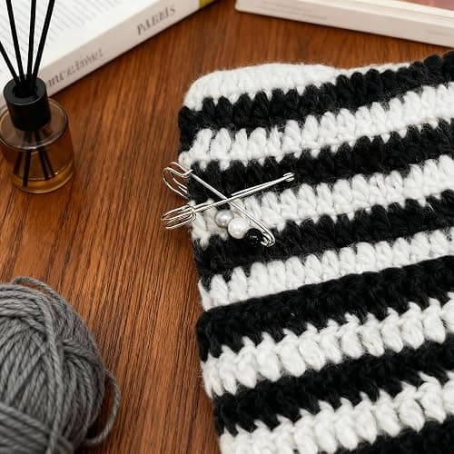Hshsclth Cat Ear Beanie for Women, Y2K Striped Slouchy Crochet Goth Style with DIY Accessories, Cute Knit Hat with Ears thumbnail 4