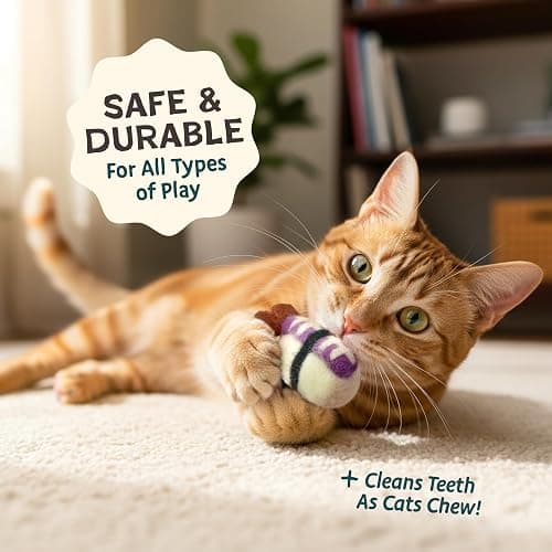 Woolbuddy Sushi Cat Toy Set – Wool Felt Interactive Toys for Indoor Cats & Kittens, Catnip-Free, Durable, Cute Enrichment Toys for Bored Cats, Natural Wool Dental & Hunting Play (Small – 9 Pcs) thumbnail 4