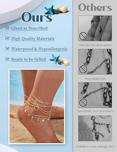ORAZIO 26Pcs Toe Rings and Ankle Bracelets for Women Silver Gold Plated Anklet Toe Rings Cute Layered Anklets Open Tail Rings Adjustable Beach Foot Jewelry for Summer thumbnail 6