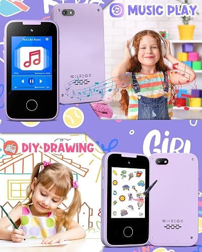 Kids Smart Phone Gifts for Girls 6-8 Year Old,Touchscreen Toy Cell Phone with Multi APPs 8G TF Card for Learning Play Christmas Birthday Gifts for Girls Age 3 4 5 6 7 8 9 thumbnail 8