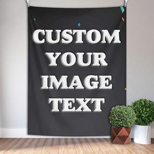 KHYOPQJ Custom Tapestry Upload Images/Text Customized Tapestry Wall Hanging Backdrop for Bedroom Customize Personalized Tapestry Backdrop 60x90 inch Vertical, White - 60L" x 90W" - White - Image 1
