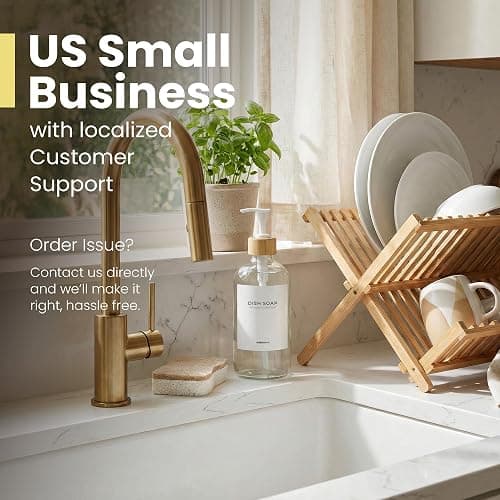 MaisoNovo Glass Dish Soap Dispenser for Kitchen Sink Set of 1-500 ml Dish and Hand Soap Dispenser Set for Kitchen - Clear Glass Bottle with White Bamboo Pump x 1 thumbnail 4