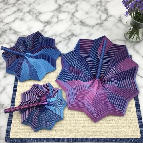 Printed Expanded Sensory Star,Multi-Faceted Stress Relief Fidget Toy, PLA Material, Vertical Silky Design, Push Play Spinner,Great Christmas & Birthday Gifts (Laser Purple 9CM) thumbnail 9