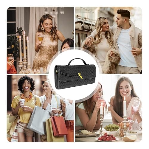 Joryin Woven Purse for Women Evening Clutch Woven Leather Handbags Crossbody Bag Purse Formal Evening Bag, Vegan Leather thumbnail 8