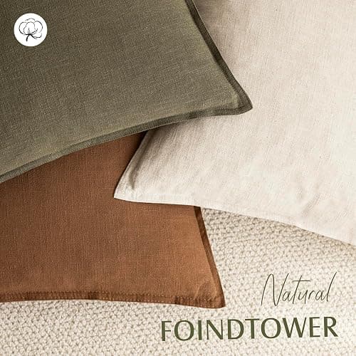 Foindtower Pack of 2, Decorative Linen Soild Throw Pillow Covers Soft Accent Cushion Case Boho Farmhouse Pillowcase for Chair Couch Sofa Bedroom Living Room Home Decor 20 x 20 Inch Orange Brown thumbnail 4