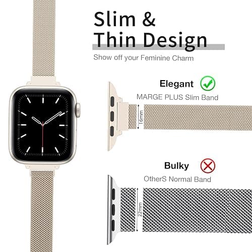 MARGE PLUS Slim Milanese Loop Compatible with Apple Watch Band for women 41mm 40mm 38mm 42mm 46mm 45mm 44mm, Stainless Steel Magnetic Mesh Strap work on iWatch Series 11 10 9 8 7 6 5 4 3 & SE 3 2 1 thumbnail 2