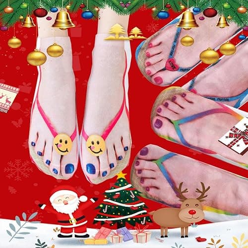Flip Flop Funny 3D Print Girls Foot Socks - Women's No Show Socks, 3 Pairs (6-10) thumbnail 2
