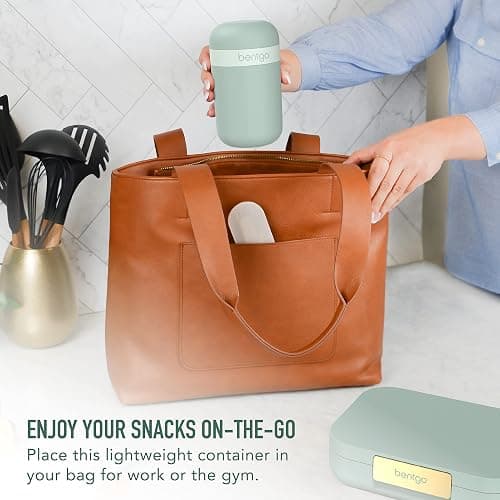 Bentgo Snack Cup, Leak-Proof Snack Container with Toppings Compartment | Dual-Sealing Lid, Airtight, Microwave-Safe Base, Freezer & Top-Rack Dishwasher-Safe (Mint Green) thumbnail 4