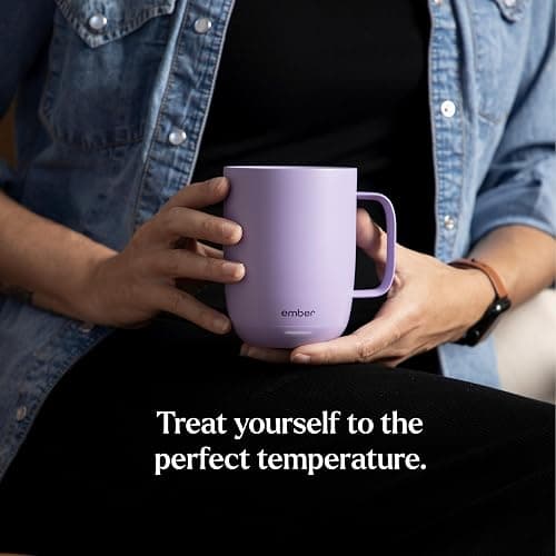 Ember Temperature Control 14oz Smart Mug 2, App-Controlled and Rechargeable Heated Coffee Cup Warmer with Intelligent LED Display, Lavender. thumbnail 8