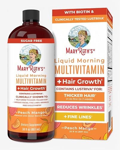 MARYRUTH'S Liquid Multivitamin + Hair Growth | Clinically Tested in Women for Thicker Hair & Facial Wrinkles | Biotin 10000mcg | Lustriva Hair Growth Supplements | Skin Care | Ages 18+ | 30 Fl Oz thumbnail 14