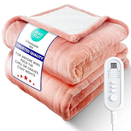 LEERUN Electric Heated Blanket Full Size, Ultra‑Cozy Premium Flannel & Sherpa, Even Heat Distribution & Stable Temp, 1–10H Auto‑Off, 8 Temps (86–125.6°F), Overheat Protection, Ideal Gifts for Grandma - Image 1