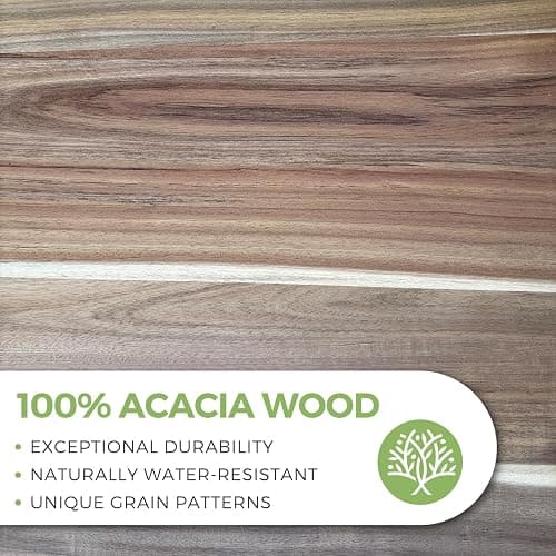 S310 Acacia Wood Cutting Board with Handle, Wooden Chopping Board for Meat, Cheese, Bread & Vegetables, Decorative Charcuterie Serving Board for Kitchen Cooking, Pizza & Party Dining, 17"x13" thumbnail 8
