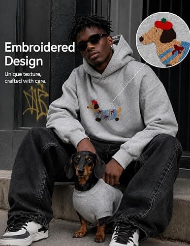 Vamtac Weiner Dog Hoodies Mens Oversized Hoodie Pullover Hooded Graphic Sweatshirt Embroidered Dachshund 2026 Trendy Tops thumbnail 3
