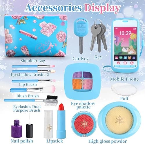 Woumserta Pretend Makeup Kit for Kids 3-5, Blue Fake Makeup Set for Toddlers Girls, Play Makeup Gifts for Little Girls Age 3 4 5 6 7 Year Old, Make Up Toys Birthday (Blue) thumbnail 2