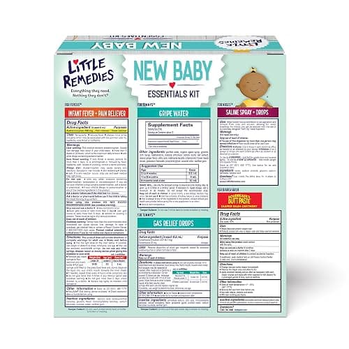Little Remedies New Baby Essentials Kit with Saline Nasal Spray, Diaper Rash Cream, Gas Relief Drops, Gripe Water & More, Safe for Newborns thumbnail 2
