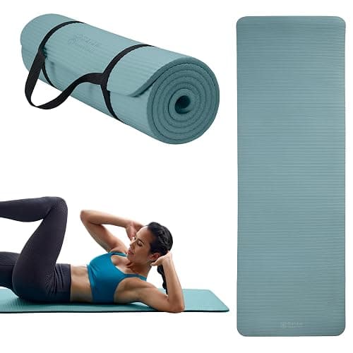 Gaiam Essentials 2/5" Thick (10mm) Yoga & Pilates, Fitness & Exercise Mat with Easy-Cinch Carrier Strap Cushion Support For Fitness and Gym Workouts - Image 1