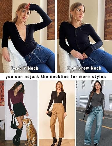 Prettywear Womens Long Sleeve Henley Shirts 2026 Spring Fashion Clothing Fitted Casual Basic Cute Tops Button V Neck T-Shirts thumbnail 2