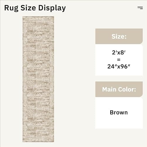 Soalmost Runner Rug 2'x8' Washable Non-Slip Runner Rugs for Kitchen Bathroom Laundry Room Brown Vintage Floor Carpet Runners for Hallway Entryway thumbnail 5