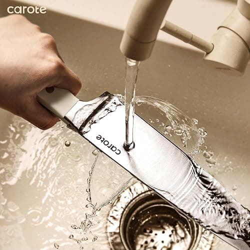 CAROTE 11 Pieces Knife Set with Block for kitchen, Stainless Steel Razor-Sharp Blade, Triple Riveted Ergonomic Handle, Wooden Magnetic Block, Essential Knife Block Set, Beige thumbnail 6