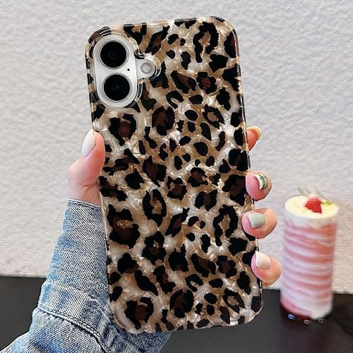 J.west Compatible with iPhone 16 Case,Luxury Sparkle Translucent Clear Vintage Leopard Print Soft Silicone Cover for Girls Women Protective Phone Case for iPhone 16 6.1 inch Cheetah thumbnail 2