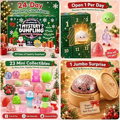 Dumpling Squishies Advent Calendar,24PCS Squishies Mystery Countdown Dumpling Advent Calendar,Mystery Countdown Calendar for Stress Relief ,Sensory Fidget Toy for Adult,Anxiety Relief Hand Relax Gift thumbnail 2
