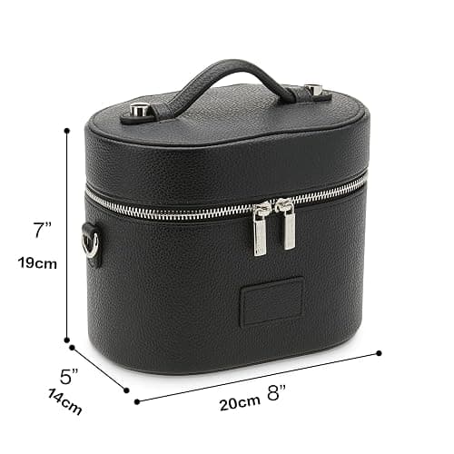 Makeup Bag Vanity Case, Portable Makeup Organizer Case, with Dividers Stylish Travel Toiletry Bags for Men Women, Wine Red, Toiletry Bag for Women (Black) thumbnail 8