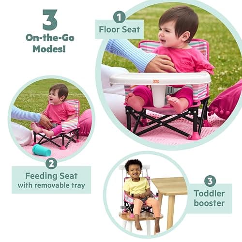 Bright Starts Disney Minnie Mouse Pop 'N Sit Portable Booster, Indoor/Outdoor Use, Floor Seat with Feeding Tray, 6 Mos - 3 Yrs thumbnail 4