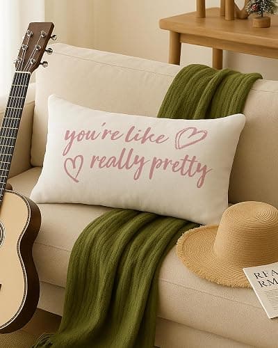 FGFK Preppy Pink You're Like Really Pretty Pillow Cover 12x20, Trendy Girly Pink and White Inspirational Decorative Throw Pillow Cover for Nursery Girls Room Bedroom Dorm Apartment Sofa Couch thumbnail 2