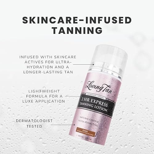 Loving Tan NEW 2 Hr Express Self Tanning Body Lotion, Dark - Hydrating Natural-Looking Glow Sunless Self Tanner, Streak-Free, Dermatologist Tested, Lightweight, Vegan and Cruelty-Free - 3.3 fl oz thumbnail 3