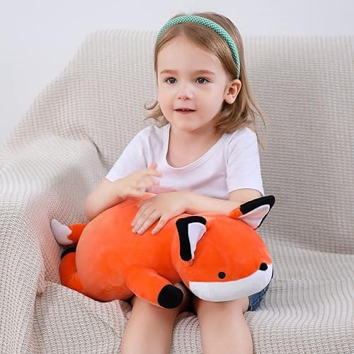WeBingo Weighted Stuffed Animals, 24" Weighted Fox Plush Toy 4.2 Lb Soft Pillow Cute Giant Plushie Gifts for Kids & Adults(Fox) thumbnail 7