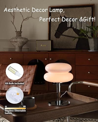 Glivpny Mushroom Lamp for Bedroom,Mid Century Modern Lamp for Nightstand, Dimmable Retro Egg Tart Bedside Small Lamps,Unique Home Mushroom Decor Aesthetic Cute Table Lamps for Living Room (Pink) thumbnail 6