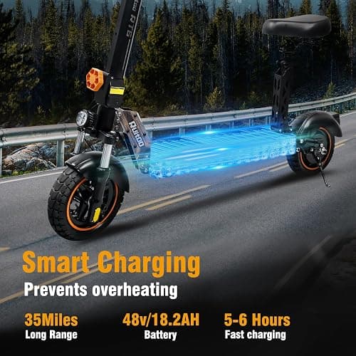 Electric Scooter Adults 1600/4000/6000W Motor 50 Miles Long Range & 40/45/50 MPH Top Speed 10" Off Road Tire Folding E-Scooter 60V/48V 20.8AH Battery Kick Scooter with Detachable Seat for Commuter thumbnail 4