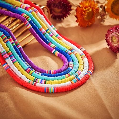 Hicarer 6 Pcs Beaded Choker Necklace for Women Girls Colorful Seed Beads | Boho Choker Bohemian Hawaiian Handmade Turquoise Beach Necklace for Birthday Chain Jewelry Gifts thumbnail 2