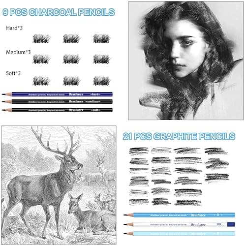 Efimeso 83 Colouring Pencil Set, Drawing & Sketching Pencils with Charcoal & Graphite, Art Supplies for Adults thumbnail 7