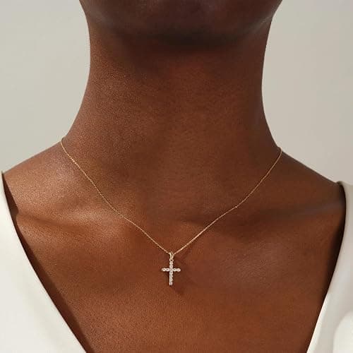 NOMOKOS Cross Necklace for Women - 18K Gold Plated Gold Necklace Cross Pendant Necklaces Dainty Simple Tiny Choker Necklaces for Women Trendy Jewelry thumbnail 3
