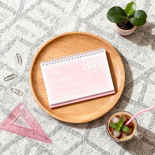 Desk Calendar 2026, Macaron Color 14-Month Writeable Desk Stand Up Calendar Runs from Nov 2025 - Dec 2026, Tear-Off Calendar for Office & Home, Pastel Pink, 8.27" x 6.9" thumbnail 8
