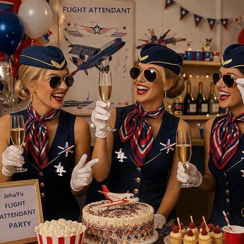 18 Pcs Flight Attendant Costume Accessories Women Stewardess Costume Outfit thumbnail 4