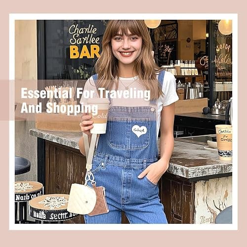 Mini Dual Pouch Wristlet Wallet for Women – Zip Around wristlet Keychain Wallet with 2 Wristlets, Ideal for Dog Walking, Coffee Runs & Lunch Break Essentials (Beige+Khaki) thumbnail 7