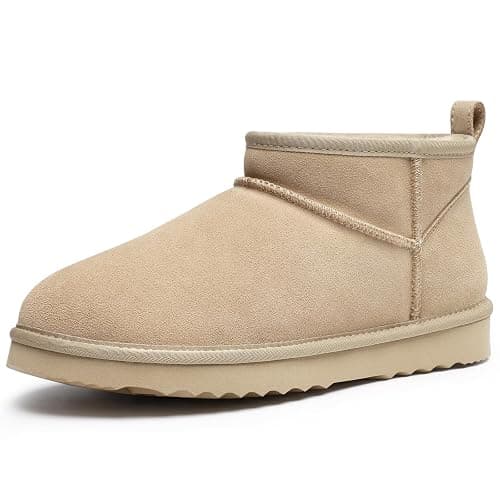 bebealy Genuine Suede Mini Boots for Women Winter Fuzzy Snow Boots Short Ankle Boot with Fur Lined - Image 1