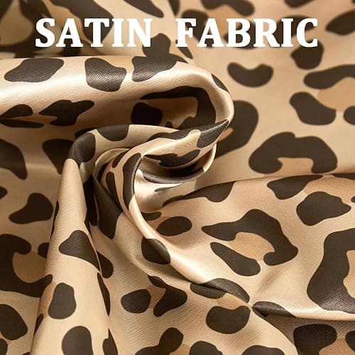 DuShow Satin Double Duvet Cover And 2 Pillowcases,3 Piece Satin Bedding Set,Soft Silky Cooling Duvet Cover Set, Satin Bed Sheets Double-Golden Leopard thumbnail 6