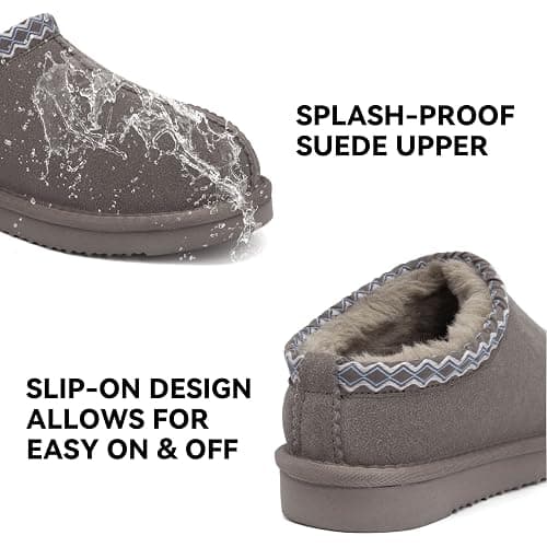 INMINPIN Women's Genuine Suede Slippers Fuzzy Warm House Mini Boots Slip On Memory Foam Fluffy Winter Shoes for Indoor and Outdoor thumbnail 5