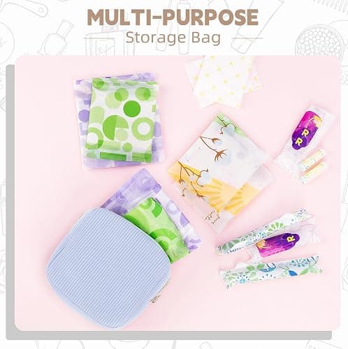 Playexen Period Bag for Teen Girls, Corduroy Sanitary Napkin Storage Bag, Menstrual Pad Pouches Tampon Holder for Purse thumbnail 5