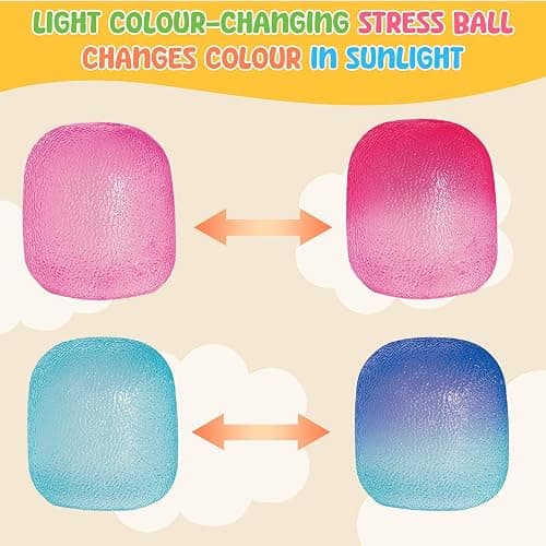 Fidget Toys Stress Balls for Kids & Adults - Changes Color in The Sun - Malt Sugar Squishy Fidget Toys - Slow Rise Gel Ball - Stretchy Squeeze Stress Relief Balls for Anxiety thumbnail 3